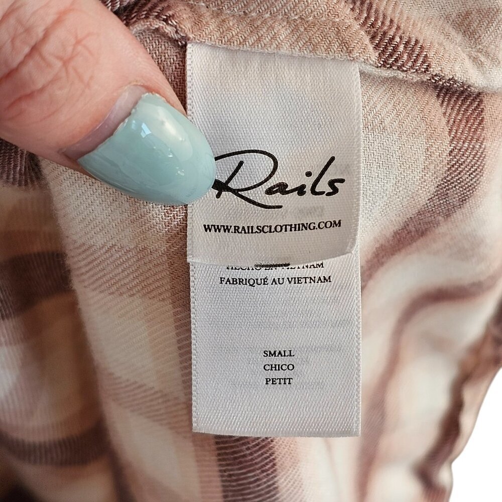 Rails Angelica Shirt Rose Pink Plaid Puff Shoulder Flannel Sz S - Picture 10 of 11